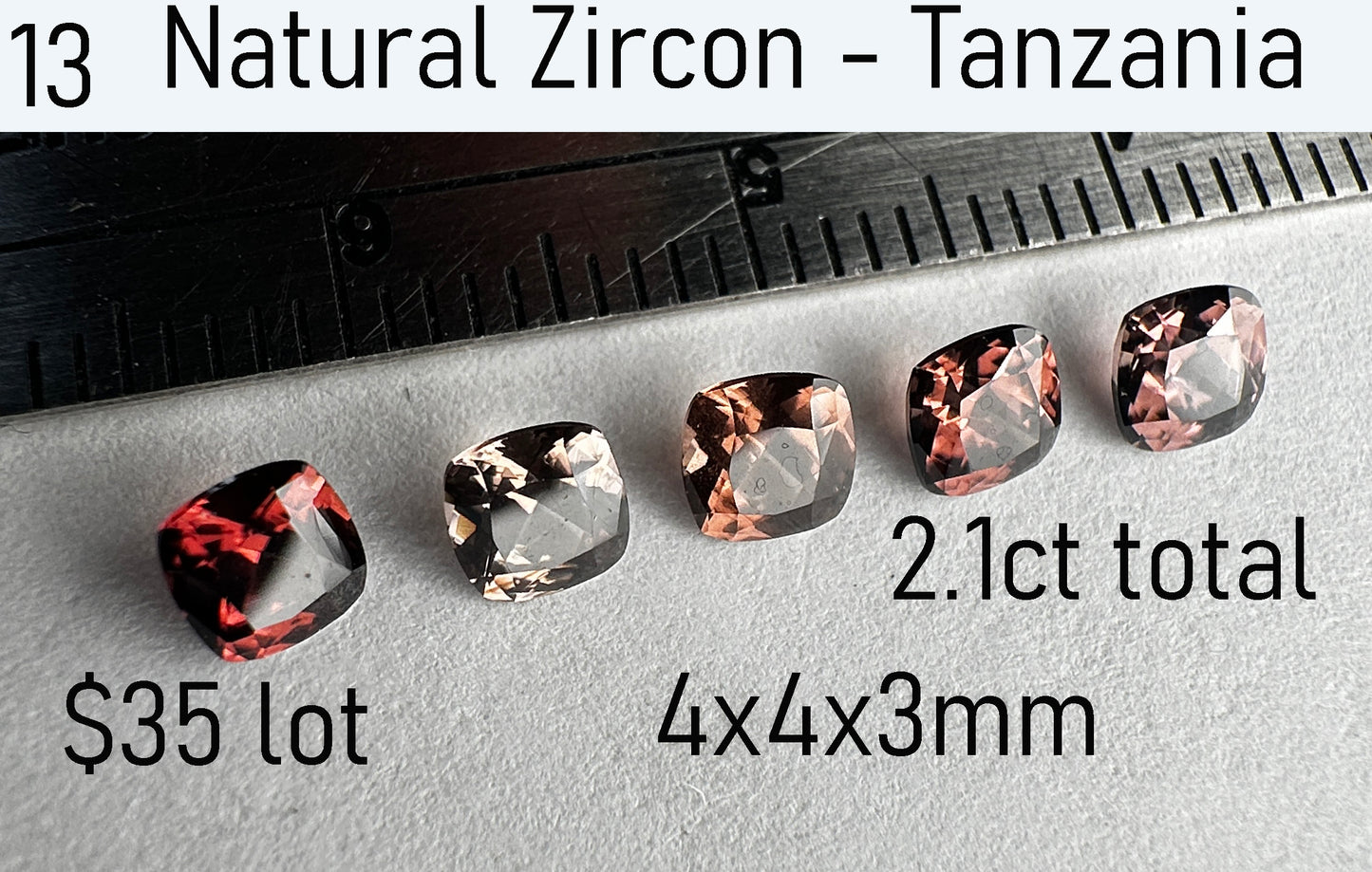 Zircon - Natural - Tanzania - 2.1ct total