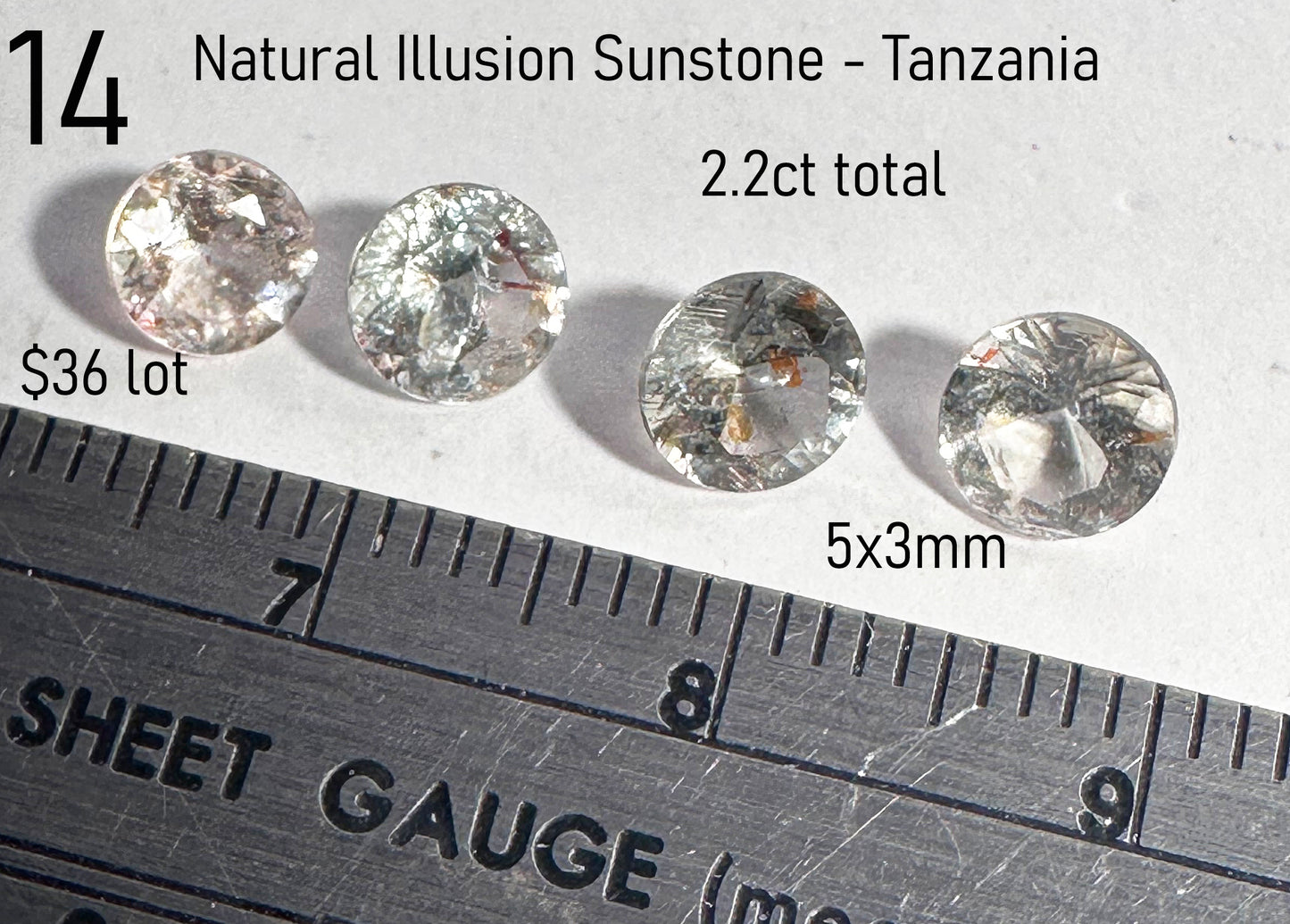 Sunstone - Natural - Tanzania - Illusion - 2.2ct total