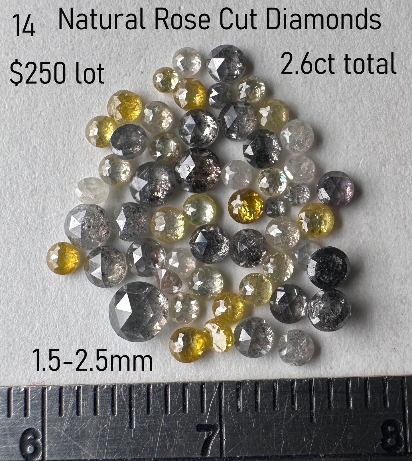 Diamond - Natural - Rose Cut - 2.6ct total