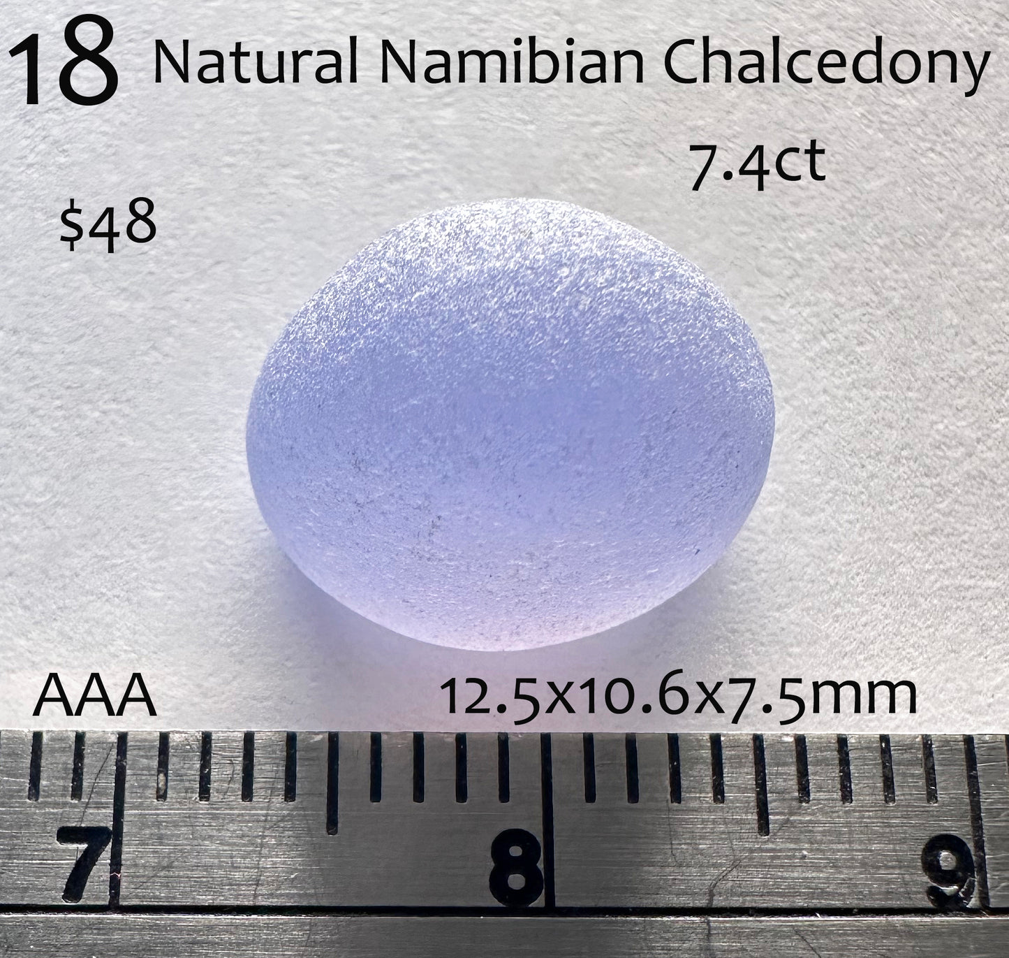 Chalcedony - Natural - Namibia - Frosted - 7ct