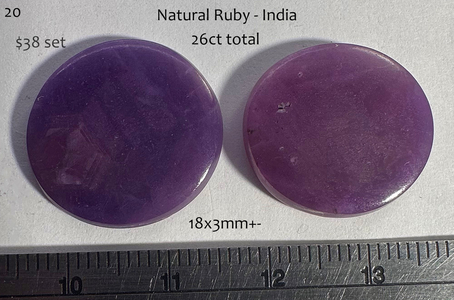 Ruby - Natural - India - 26ct total