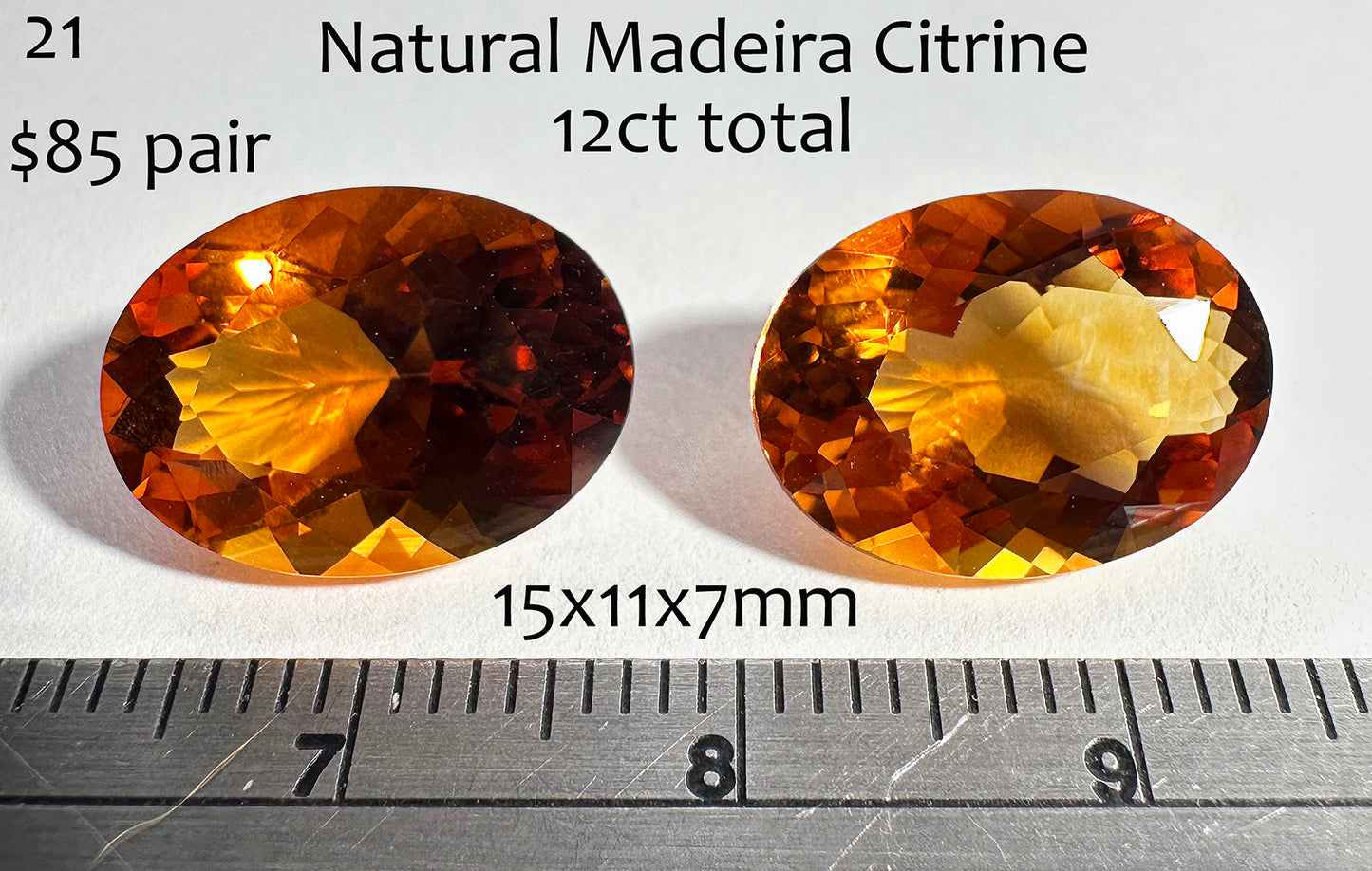 Citrine - Natural - Madeira - 12ct total