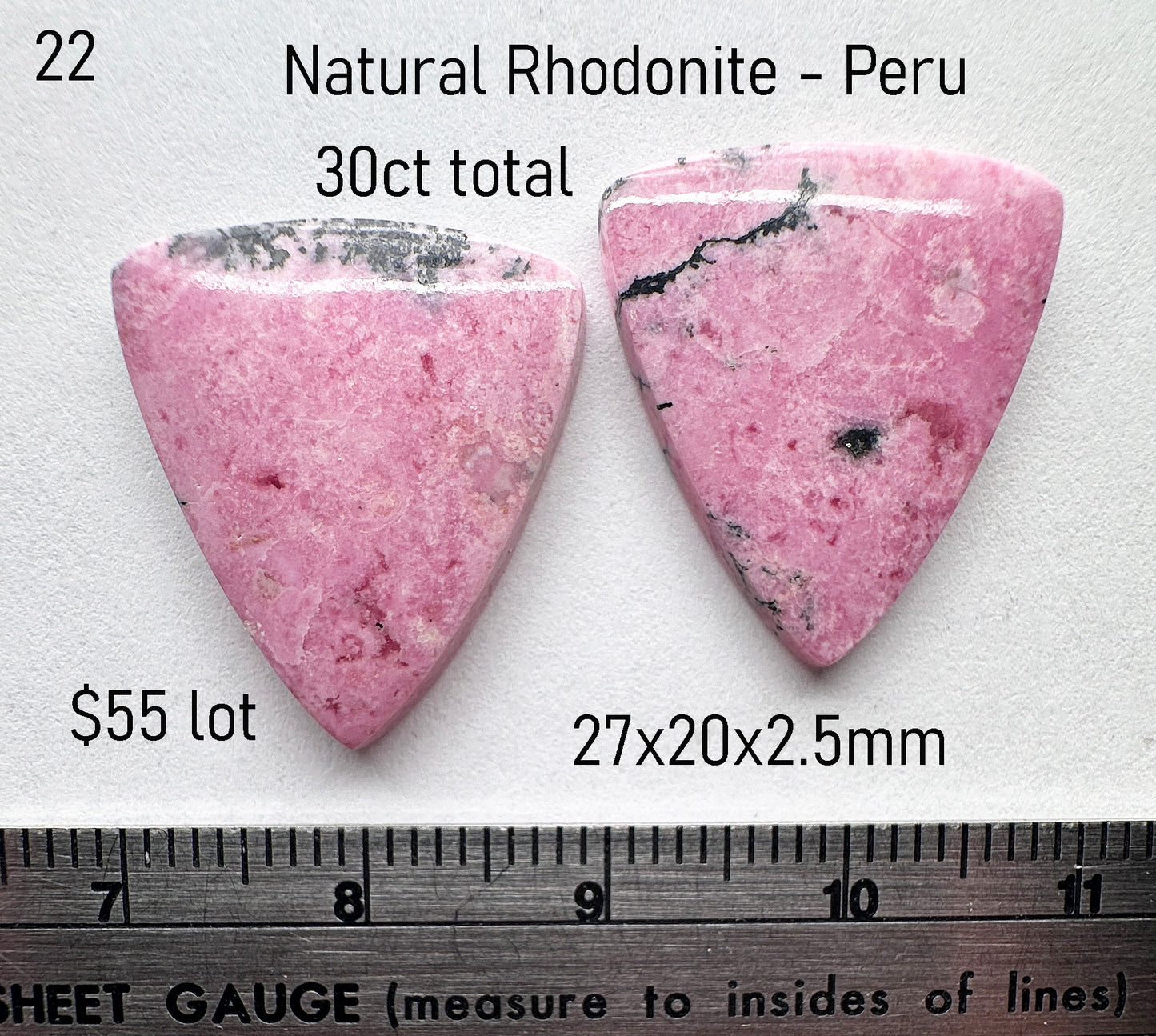 Rhodonite - Natural - Peru - 30ct total