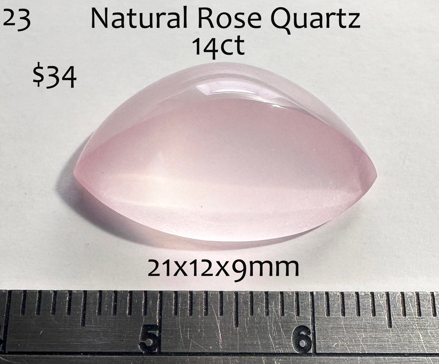 Rose Quartz - Natural - Cabochon - Bolivia - 14ct
