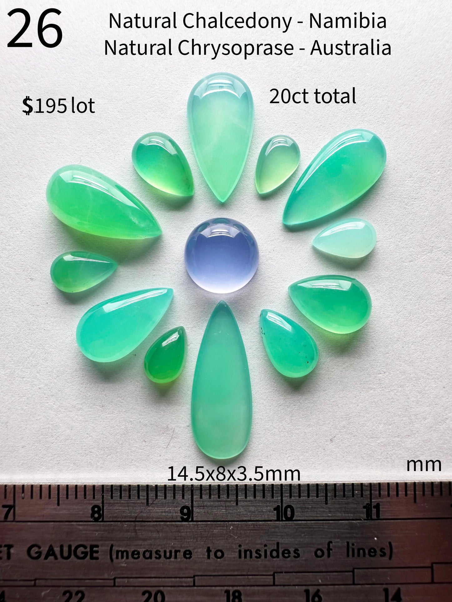 Chrysoprase - Natural - Australia - Chalcedony - Natural - Namibia - 20ct total