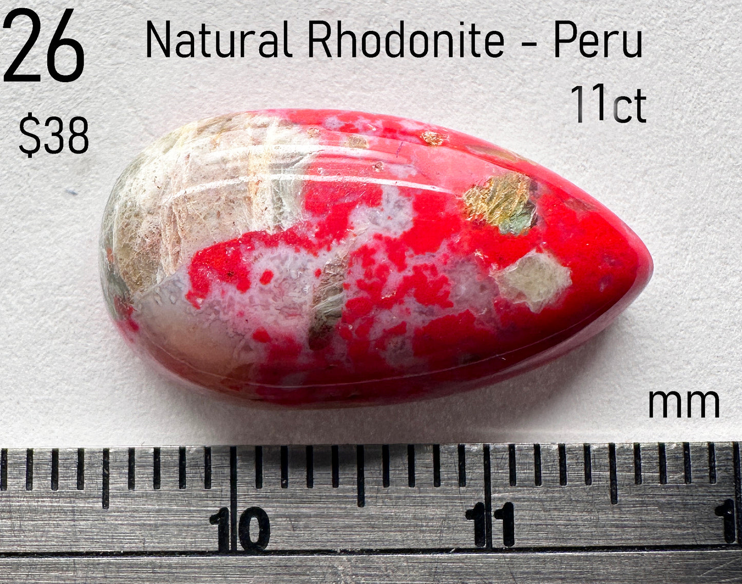 Rhodonite - Natural - Peru - 11ct