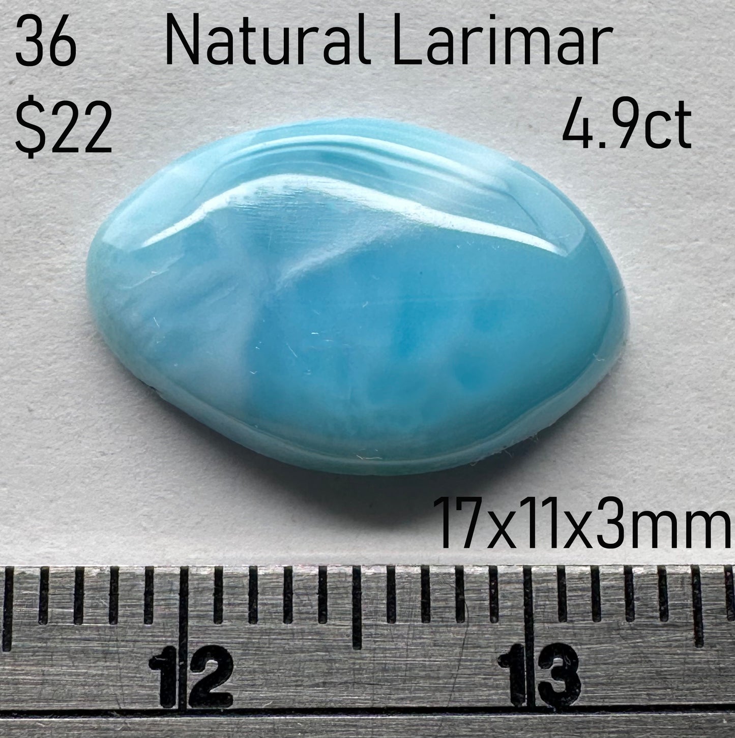 Larimar - Natural - Dominican Republic - 4.9ct