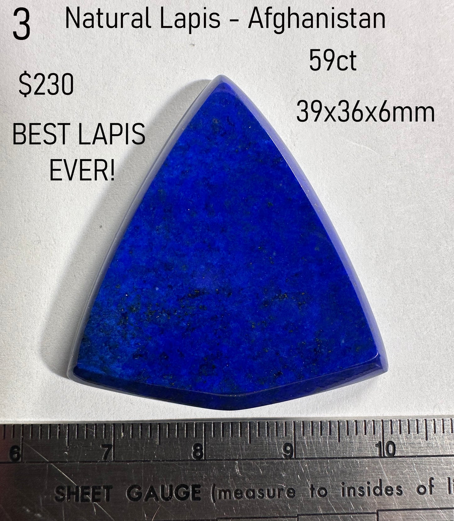 Lapis Lazuli - Natural - Afghanistan - 59ct