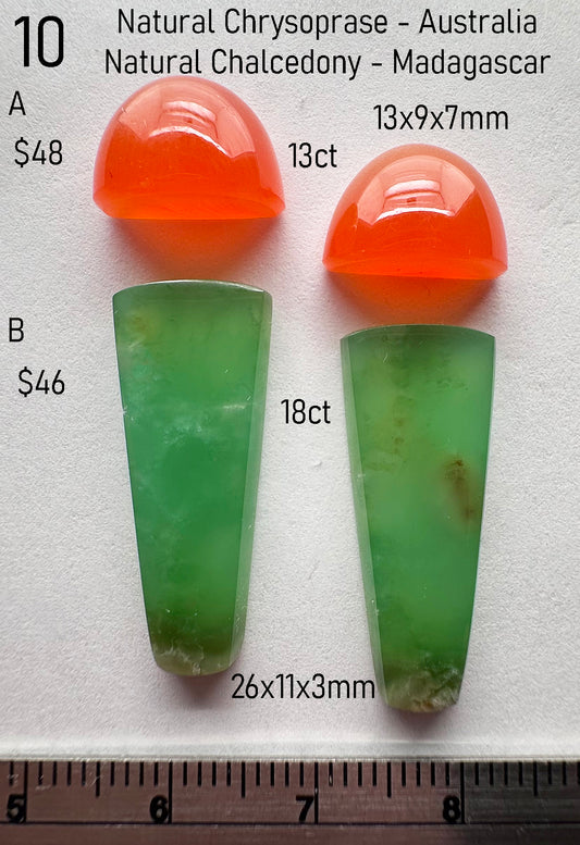 Chalcedony - Natural - Madagascar - 13ct total, N. Chrysoprase 18ct total
