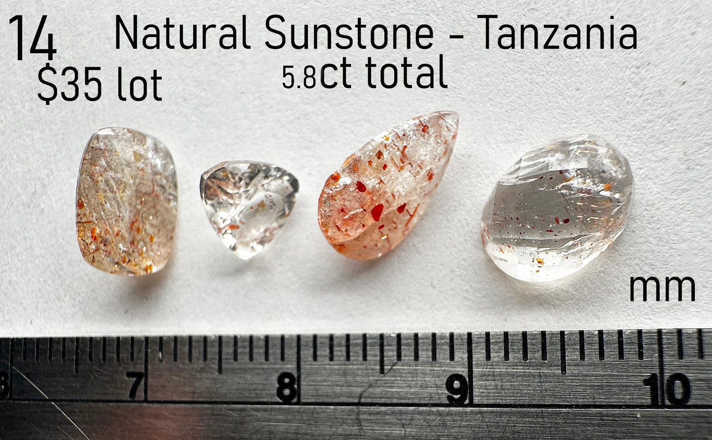Sunstone - Natural - Tanzania - 5.8ct total