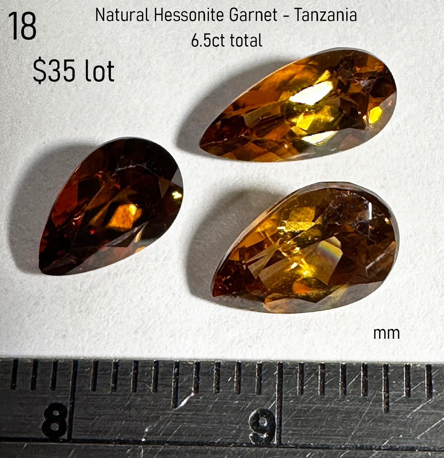 Garnet - Natural - Hessonite - Tanzania - 6.5ct total