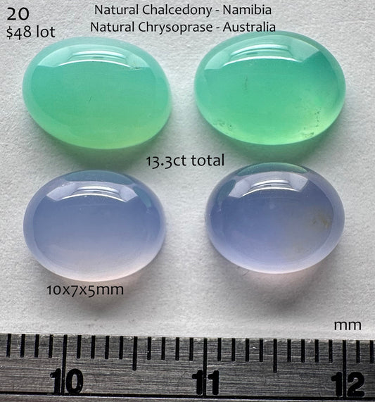 Chalcedony - Natural - Namibia - Chrysoprase - Natural - Australia - 13.3ct total