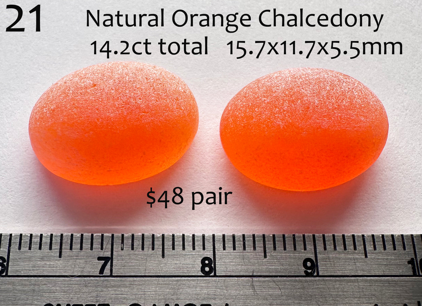 Chalcedony - Natural - Madagascar - frosted - Orange - 14ct