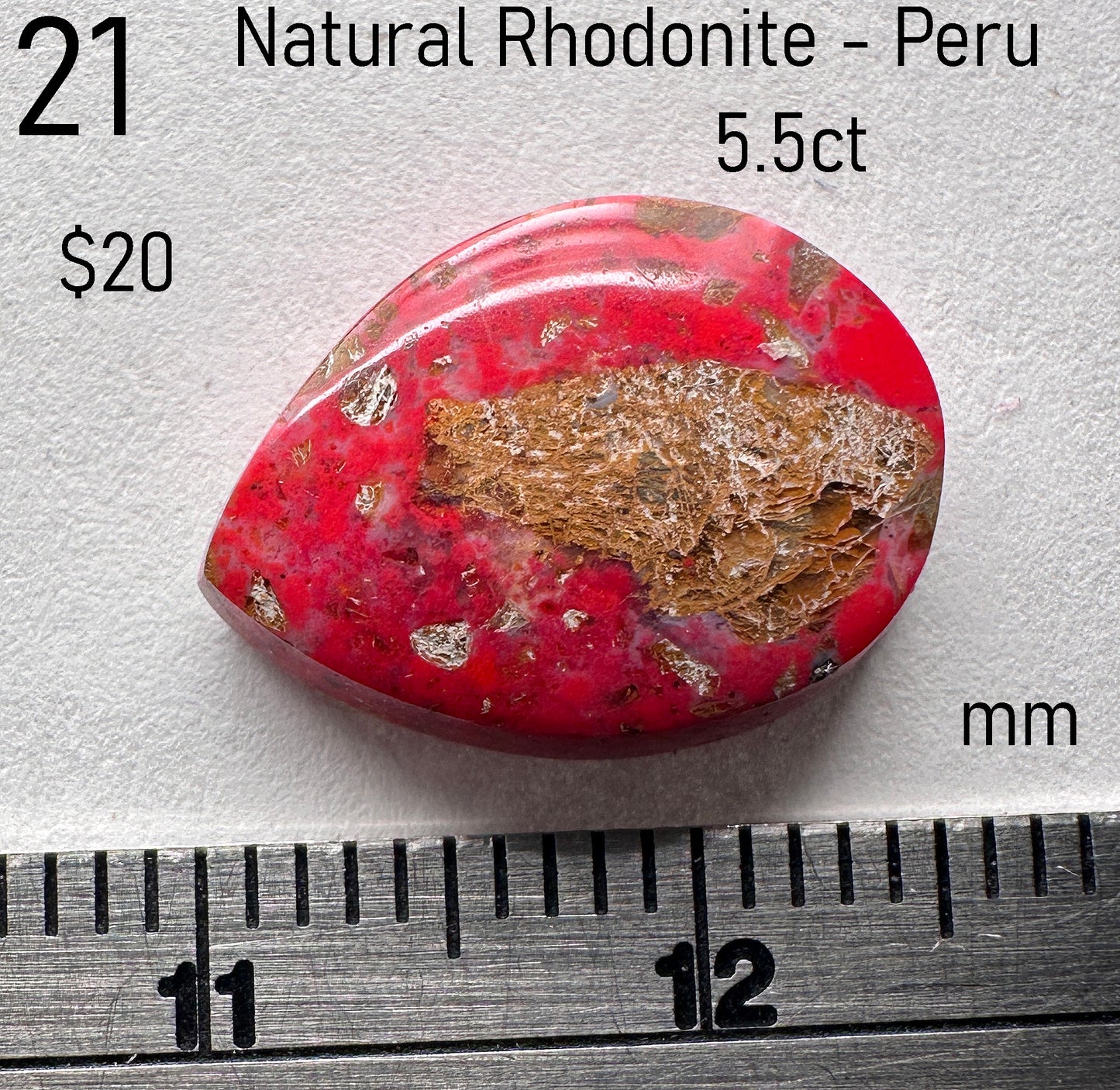Rhodonite - Natural - Peru - 5.5ct