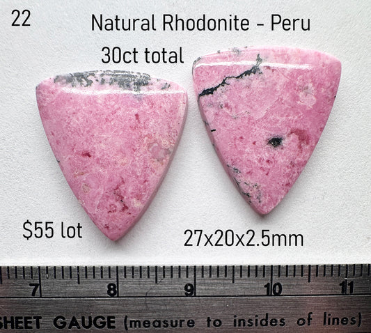 Rhodonite - Natural - Peru - 30ct total