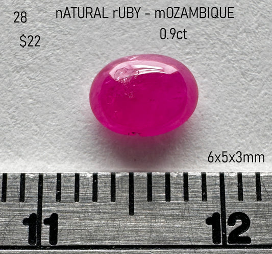 Ruby - Natural - Mozambique  - 0.9ct
