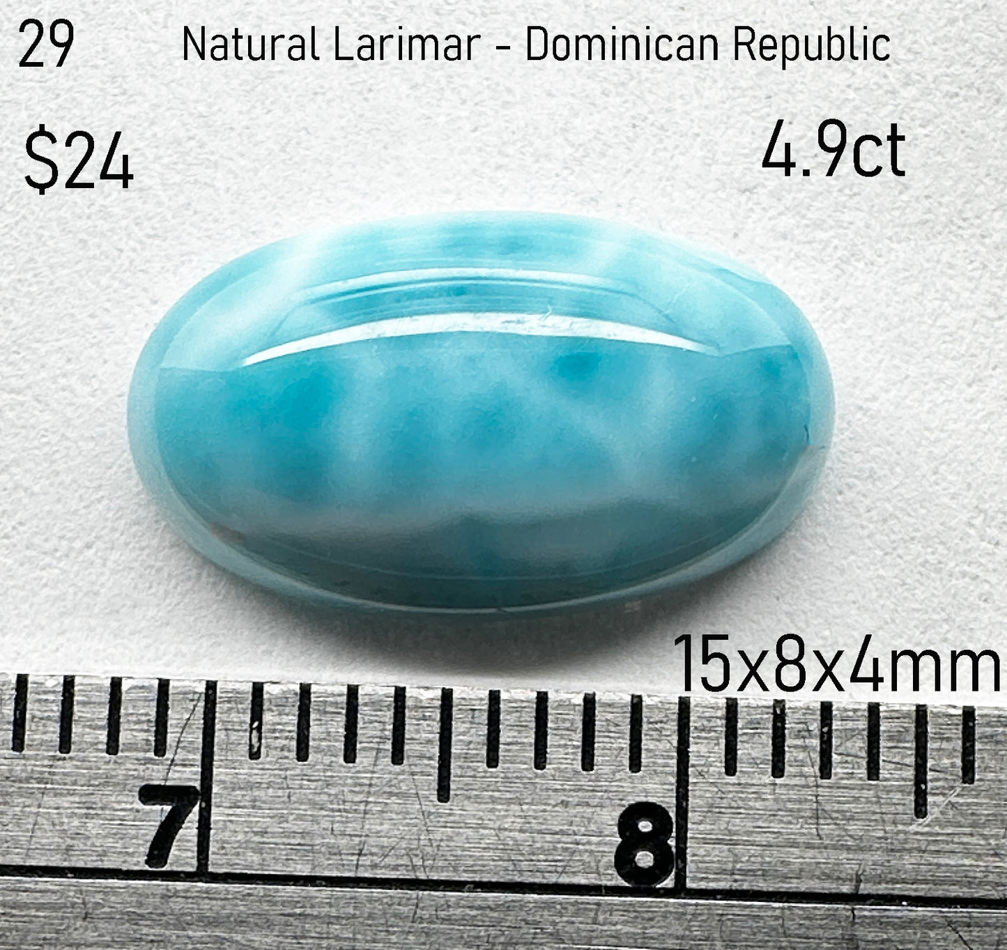 Larimar - Natural - Dominican Republic - 4.9ct
