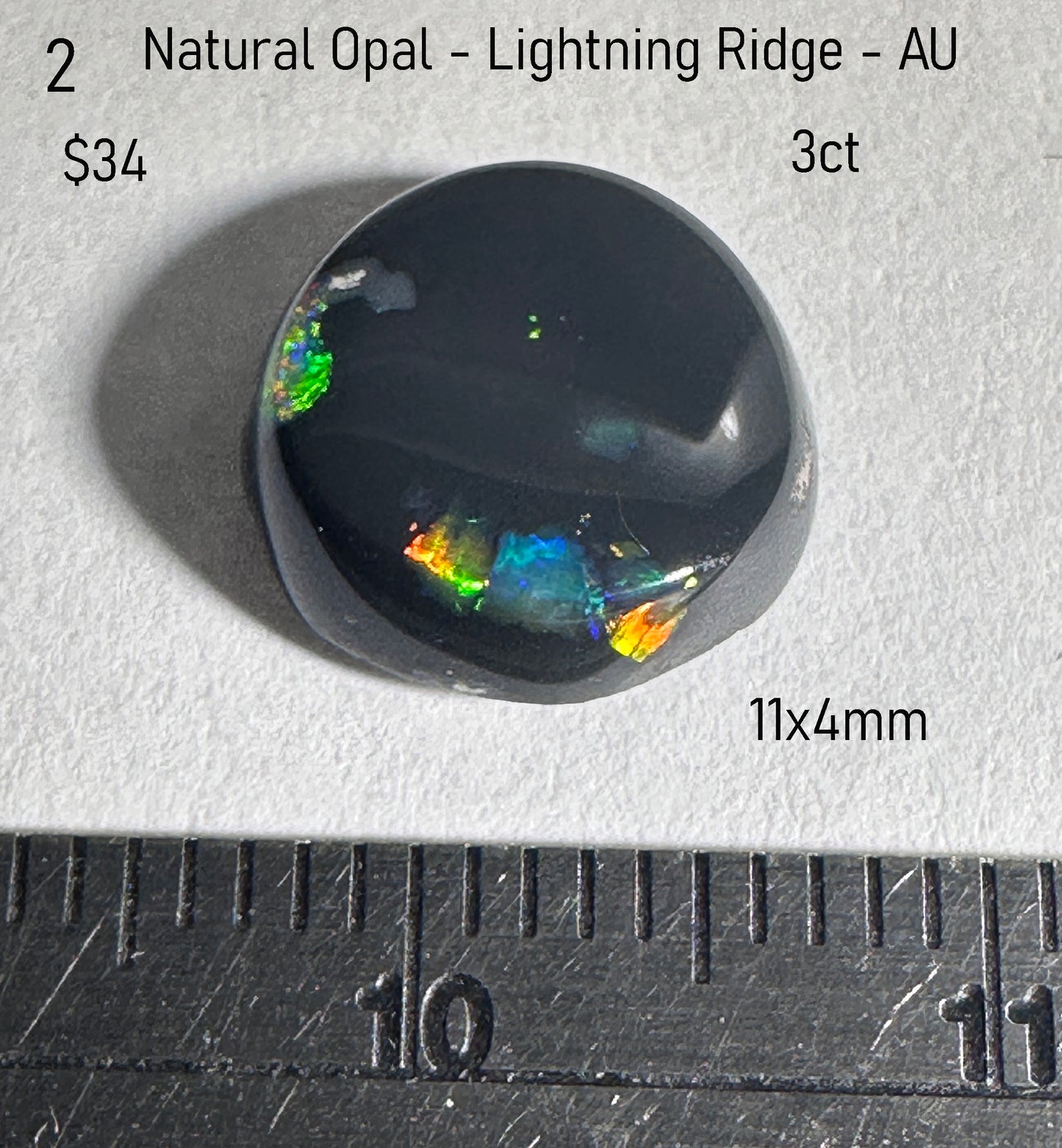 Opal - Natural - Lightning Ridge - AU - 3ct