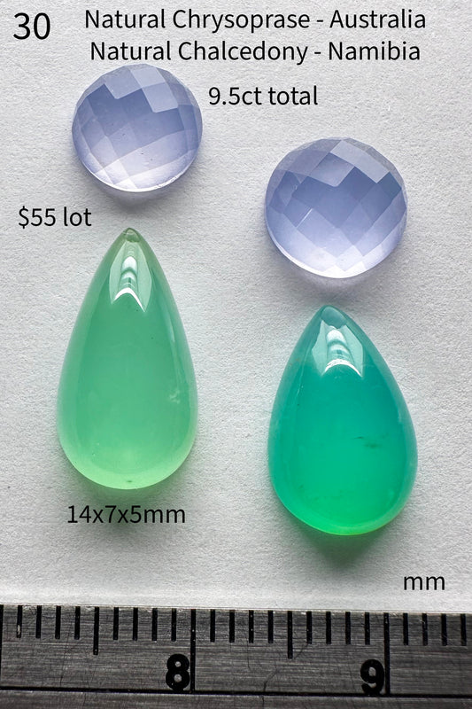 Chrysoprase - Natural - Australia - Chalcedony - Natural - Namibia - 9.5ct total