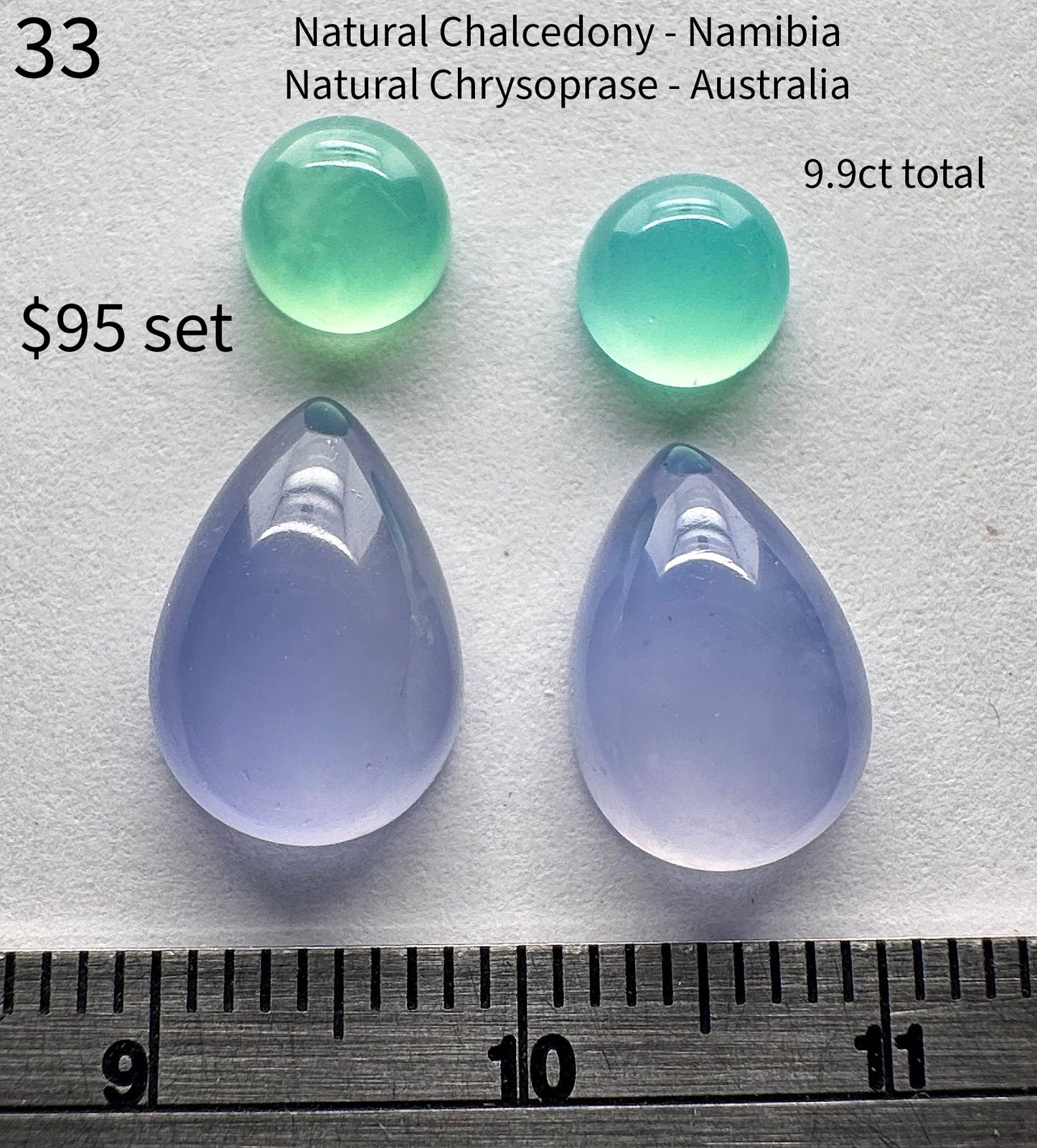 Chalcedony - Natural - Namibia - Chrysoprase - Natural - Australia - 9.9ct total