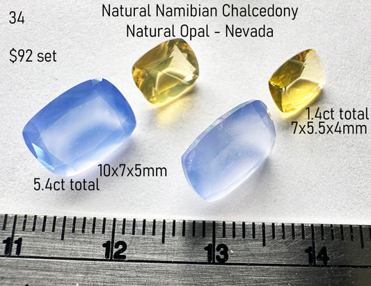 Chalcedony - Natural - Namibia - 5.4ct Opal - Natural - Nevada - 1.4ct total