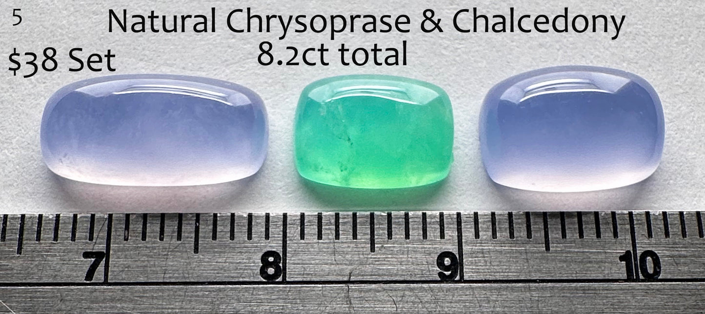 Chalcedony - Natural - Namibia - Chrysoprase - Natural - Australia - 8.5ct total