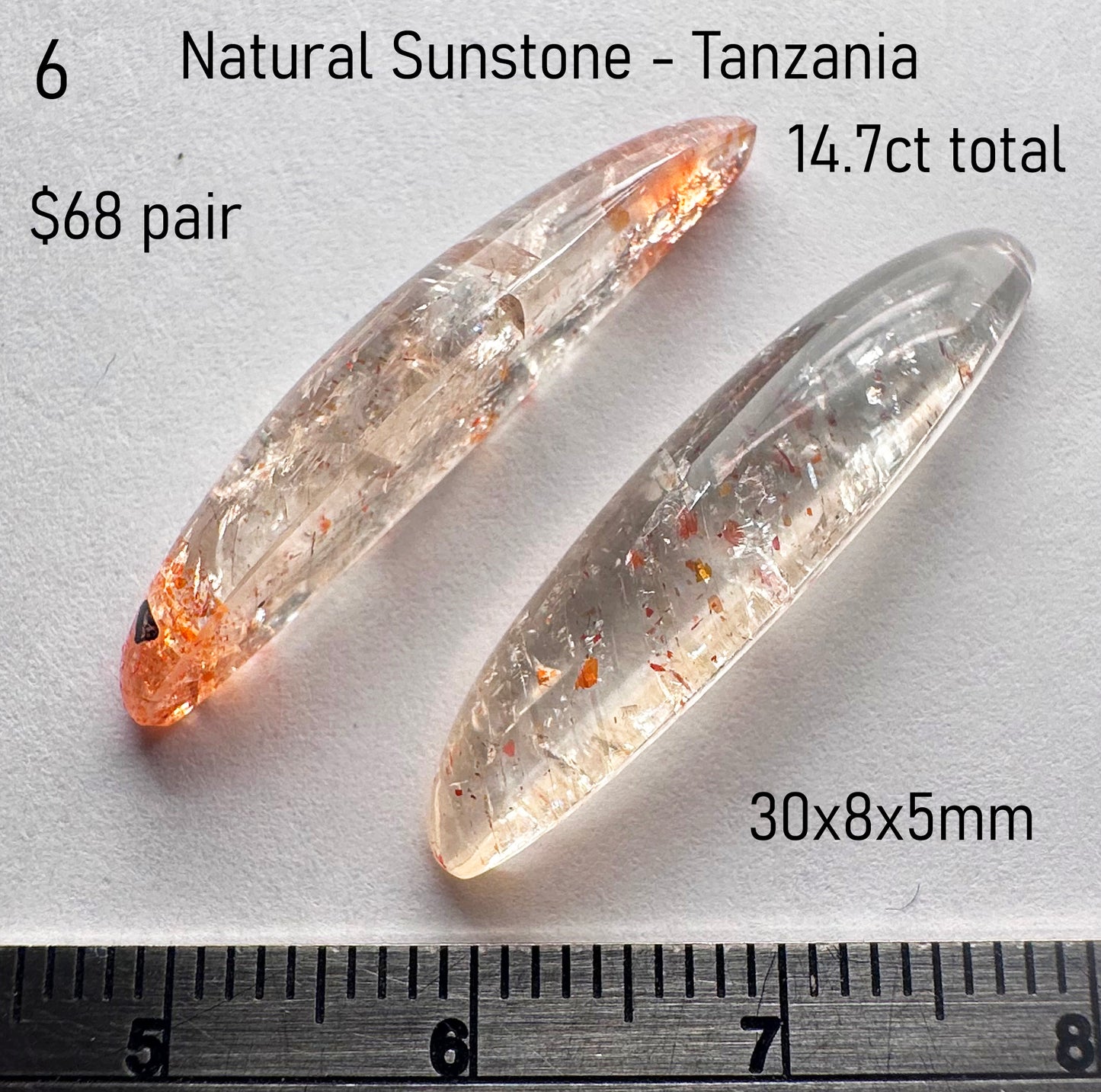Sunstone - Natural - Tanzania - 14.7ct total